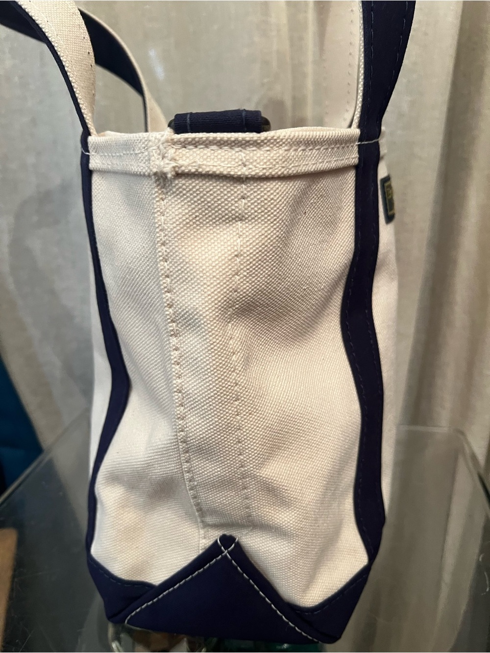 L.L. Bean 80th Anniversary 1944 Boat & Tote Navy Zipper Top Closure Inner Pocket - Picture 8 of 10